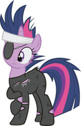 Size: 1963x3056 | Tagged: safe, artist:midnite99, twilight sparkle, unicorn twilight, unicorn, it's about time, eyepatch, future twilight, headband, simple background, solo, transparent background, vector