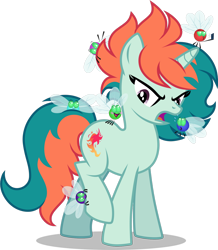 Size: 1280x1466 | Tagged: safe, artist:helenosprime, oc, oc:burning starfall, parasprite, pony, unicorn, female, mare, simple background, solo, transparent background