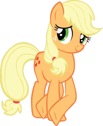 Size: 2214x2709 | Tagged: safe, artist:midnite99, derpibooru import, applejack, earth pony, pony, the last roundup, crossed hooves, cute, jackabetes, missing accessory, simple background, solo, transparent background, vector