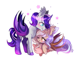 Size: 800x639 | Tagged: safe, artist:ipun, oc, oc only, oc:ginger, alicorn, bat pony, bat pony alicorn, bat wings, chibi, deviantart watermark, female, horn, male, mare, obtrusive watermark, simple background, stallion, transparent background, watermark, wings