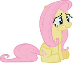 Size: 2625x2285 | Tagged: safe, artist:midnite99, derpibooru import, fluttershy, pegasus, pony, stare master, sad, simple background, sitting, solo, transparent background, vector