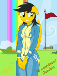 Size: 1536x2048 | Tagged: safe, artist:thunder burst, oc, oc:thundara burst, anthro, pegasus, wonderbolts academy, clothes, solo, uniform, wonderbolts, wonderbolts uniform