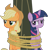 Size: 2409x2490 | Tagged: safe, artist:midnite99, derpibooru import, applejack, twilight sparkle, unicorn twilight, earth pony, pony, unicorn, secret of my excess, rope, simple background, tied up, transparent background, tree, vector