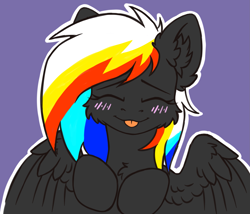 Size: 1949x1668 | Tagged: safe, artist:dark lightning, oc, oc only, oc:darky wings, pegasus, pony, multicolored hair, sketch, tongue out, wings