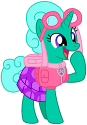 Size: 751x1080 | Tagged: safe, artist:melisareb, artist:徐詩珮, edit, glitter drops, pony, unicorn, series:sprglitemplight diary, series:sprglitemplight life jacket days, series:springshadowdrops diary, series:springshadowdrops life jacket days, alternate universe, base used, clothes, cute, paw patrol, simple background, skye (paw patrol), transparent background, vector edit