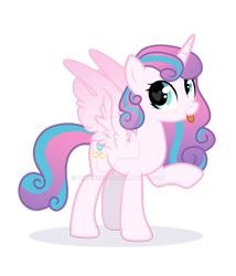 Size: 1024x1198 | Tagged: safe, artist:mikoneerd, princess flurry heart, alicorn, pony, :p, deviantart watermark, female, heart eyes, looking at you, mare, obtrusive watermark, older, older flurry heart, raised hoof, simple background, solo, spread wings, tongue out, transparent background, watermark, wingding eyes, wings