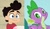 Size: 416x239 | Tagged: safe, screencap, garth, spike, dragon, aqualad, comparison, dc superhero girls