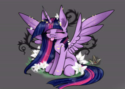 Size: 7000x5000 | Tagged: safe, artist:martazap3, derpibooru exclusive, princess twilight 2.0, twilight sparkle, twilight sparkle (alicorn), alicorn, pony, unicorn, princess twilight sparkle (episode), the last problem, :p, absurd resolution, eyes closed, female, horn, mare, sitting, solo, spread wings, tongue out, wings