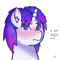 Size: 4096x4096 | Tagged: safe, artist:legionsunite, oc, oc only, oc:magenta pulse, pony, unicorn, blatant lies, blushing, cute, ear blush, female, i'm not cute, mare, scrunchy face, simple background, solo, transparent background, vector