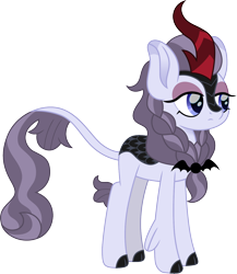 Size: 1214x1400 | Tagged: safe, artist:cloudyglow, inky rose, kirin, eyeshadow, female, kirin-ified, lidded eyes, makeup, simple background, solo, species swap, transparent background, unamused