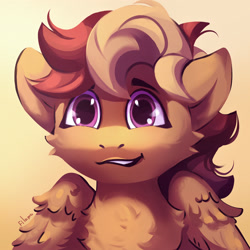 Size: 3200x3200 | Tagged: safe, artist:filama, oc, oc only, pegasus, pony, bust, fluffy, gradient background, solo