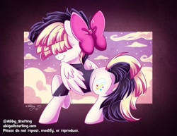 Size: 1280x990 | Tagged: safe, artist:abbystarling, songbird serenade, pegasus, pony, my little pony: the movie, abstract background, cloud, cute, female, mare, sky, smiling, solo, songbetes
