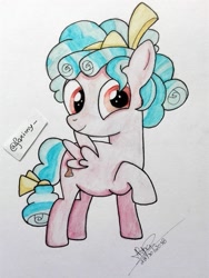 Size: 900x1200 | Tagged: safe, artist:foxiny, cozy glow, pegasus, pony, cozybetes, cute, solo, traditional art