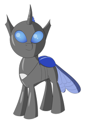 Size: 1280x1808 | Tagged: safe, artist:skijarama, oc, oc:beebee, changedling, changeling, fanfic:the bug in the basement, spoiler:fanfic, dark changedling, simple background, solo, transparent background