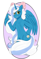 Size: 1429x2048 | Tagged: safe, artist:corrupted-ciphers, oc, oc only, oc:fleurbelle, alicorn, anthro, alicorn oc, bow, female, golden eyes, hair bow, looking at you, mare, simple background, solo, transparent background