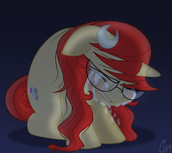 Size: 2668x2376 | Tagged: safe, artist:lumi-infinite64, pony, unicorn, cartoon network, crescent moon, crossover, crying, glasses, hairclip, johnny test, loose hair, mary test, moon, ponified, sad, sadness, solo