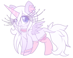 Size: 2484x1989 | Tagged: safe, artist:starlightlore, oc, oc:sugar star crystal, alicorn, pony, alicorn oc, choker, clothes, female, horn, mare, simple background, socks, solo, transparent background, wings