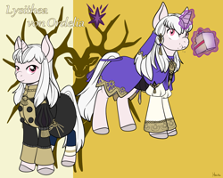 Size: 1280x1024 | Tagged: safe, artist:housho, pony, unicorn, cake, clothes, eating, female, fire emblem, fire emblem: three houses, food, lysithea von ordelia, magic, mare, ponified