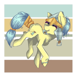 Size: 1280x1280 | Tagged: safe, artist:inlaru, oc, oc only, oc:flower skies, oc:helmie, earth pony, pony, chibi, earth pony oc, prize, simple, simple background, solo, transparent background