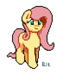 Size: 292x344 | Tagged: safe, artist:bitassembly, derpibooru import, fluttershy, pegasus, pony, missing cutie mark, pixel art, simple background, solo, transparent background, wingless