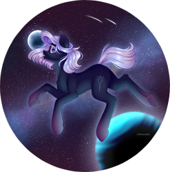 Size: 1536x1553 | Tagged: safe, artist:ohhoneybee, oc, oc only, oc:madeleine, earth pony, pony, female, mare, solo, space