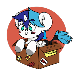 Size: 1761x1747 | Tagged: safe, artist:minty joy, oc, alicorn, pony, alicorn oc, blush sticker, blushing, box, chibi, cute, pony in a box, simple background, solo, transparent background, ych result