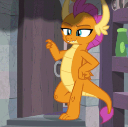 Size: 512x509 | Tagged: safe, screencap, smolder, dragon, molt down, animated, cropped, dragoness, female, slammed door, smoke, solo