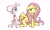 Size: 2000x1200 | Tagged: safe, artist:canisrettmajoris, derpibooru import, fluttershy, pom lamb, lamb, pegasus, pony, sheep, them's fightin' herds, bell, cloven hooves, collar, community related, crossover, duo, female, mare, simple background, white background