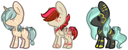 Size: 422x167 | Tagged: safe, artist:14th-crown, oc, oc only, earth pony, pegasus, pony, unicorn, chibi, earth pony oc, horn, pegasus oc, simple background, transparent background, unicorn oc, wings