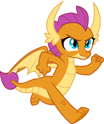 Size: 3000x3588 | Tagged: safe, artist:cloudyglow, smolder, dragon, uprooted, .ai available, cute, dragoness, female, high res, running, simple background, smiling, smolderbetes, solo, transparent background, vector