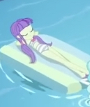 Size: 129x154 | Tagged: safe, derpibooru import, screencap, starlight, equestria girls, spring breakdown, clothes, cropped, relaxing, solo, striped swimsuit, sunbathing, swimming pool, swimsuit, water