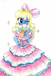 Size: 2322x3504 | Tagged: safe, artist:liaaqila, oc, oc:azure/sapphire, equestria girls, bow, crossdressing, femboy, male, southern belle