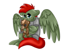 Size: 2500x2000 | Tagged: safe, artist:euspuche, oc, oc only, oc:jet lag, pegasus, cheek fluff, commission, floppy ears, hug, plushie, simple background, solo, teddy bear, transparent background