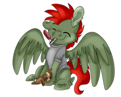 Size: 2500x2000 | Tagged: safe, artist:euspuche, oc, oc only, oc:jet lag, pegasus, cheek fluff, commission, plushie, simple background, solo, teddy bear, transparent background