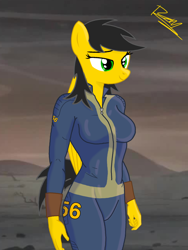 Size: 1536x2048 | Tagged: safe, artist:thunder burst, oc, oc only, oc:thundara burst, anthro, pegasus, fallout equestria, clothes, solo, vault suit, wasteland