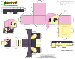 Size: 2979x2354 | Tagged: safe, artist:grapefruitface1, derpibooru import, fluttershy, pegasus, pony, arts and crafts, craft, cubeecraft, fluttergoth, papercraft, printable, solo