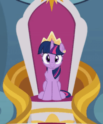Size: 335x405 | Tagged: safe, artist:agrol, twilight sparkle, twilight sparkle (alicorn), alicorn, pony, adorkable, animated, annoyed, bored, cropped, crossed hooves, crown, cute, dork, female, gif, how to be a princess, jewelry, looking around, mare, regalia, sitting, solo, throne, twiabetes