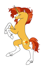 Size: 378x648 | Tagged: safe, artist:assertiveshypony, derpibooru exclusive, sunburst, pony, unicorn, cutie mark, digital art, eyes closed, ferrari, glasses, male, rearing, simple background, socks (coat marking), solo, sunburst's glasses, transparent background