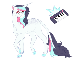 Size: 1900x1500 | Tagged: safe, artist:uunicornicc, derpibooru import, oc, oc only, pony, unicorn, female, glasses, magical lesbian spawn, mare, offspring, parent:rarity, parent:vinyl scratch, parents:rariscratch, simple background, solo, white background