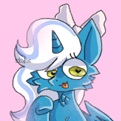 Size: 512x512 | Tagged: safe, artist:chocolatethekitty135, oc, oc:fleurbelle, alicorn, alicorn oc, bow, cheek fluff, chest fluff, female, hair bow, heart eyes, mare, tongue out, wingding eyes