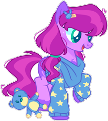 Size: 1580x1775 | Tagged: safe, artist:kurosawakuro, earth pony, pony, base used, clothes, female, magical lesbian spawn, mare, offspring, parent:lily longsocks, parent:toola roola, simple background, solo, sweater, teddy bear, transparent background