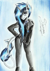 Size: 1651x2335 | Tagged: safe, artist:3500joel, derpibooru import, oc, anthro, unicorn, solo, traditional art