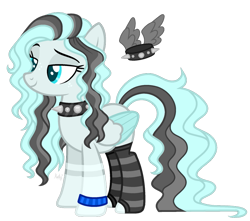 Size: 825x730 | Tagged: safe, artist:mintoria, oc, oc:dark decent, pegasus, pony, choker, clothes, female, mare, simple background, socks, solo, spiked choker, striped socks, transparent background