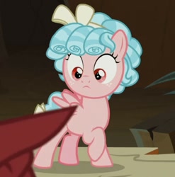 Size: 691x700 | Tagged: safe, screencap, cozy glow, lord tirek, centaur, pegasus, pony, frenemies (episode), cozybetes, cropped, cute, female, filly, freckles, male, male pov, offscreen character, pointing, pov, raised hoof, solo focus
