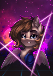 Size: 1402x2008 | Tagged: safe, artist:falafeljake, oc, pegasus, pony, solo, synthwave