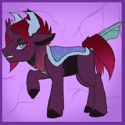 Size: 1280x1280 | Tagged: safe, artist:azrealrou, oc, oc:storm voice, changedling, changeling, changepony, hybrid, interspecies offspring, male, next-gen, offspring, parent:pharynx, parent:tempest shadow, parents:tempynx, solo