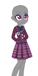 Size: 529x1046 | Tagged: safe, artist:crystalgalaxys, oc, oc only, equestria girls, arm behind back, base, clothes, crystal prep academy uniform, eyelashes, makeup, school uniform, simple background, skirt, solo, transparent background