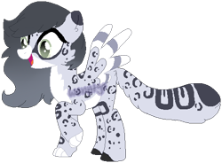 Size: 469x346 | Tagged: safe, artist:skulifuck, oc, oc only, hybrid, base used, colored hooves, open mouth, raised hoof, simple background, smiling, solo, transparent background, wings