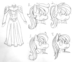 Size: 2694x2272 | Tagged: safe, artist:supra80, oc, oc only, oc:cold front, anthro, anthro oc, black and white, clothes, dress, femboy, grayscale, long hair, male, monochrome, sketch, sketch dump, traditional art, wedding dress