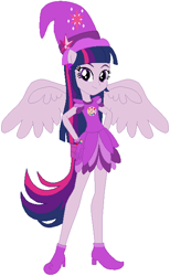 Size: 398x645 | Tagged: safe, artist:selenaede, artist:user15432, twilight sparkle, twilight sparkle (alicorn), alicorn, human, equestria girls, barely eqg related, base used, boots, clothes, cosplay, costume, crossover, cutie mark, ear piercing, earring, element of magic, gloves, hands on hip, hat, jewelry, magical doremi, ojamajo doremi, piercing, ponied up, shoes, wings, witch, witch apprentice, witch costume, witch hat